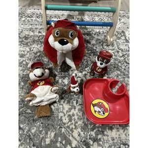 Buc-ee's Beaver Lot Of Items Plush Stuffed Animal, Cup, Tray, Ornament And Puppe